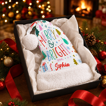 Personalized Merry and Bright Love Christmas hat, view 8