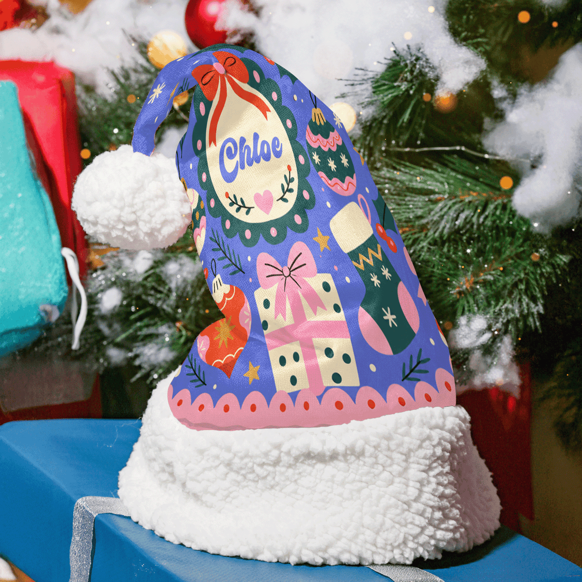 Personalized Christmas Gift and Ornament Christmas hat with custom name