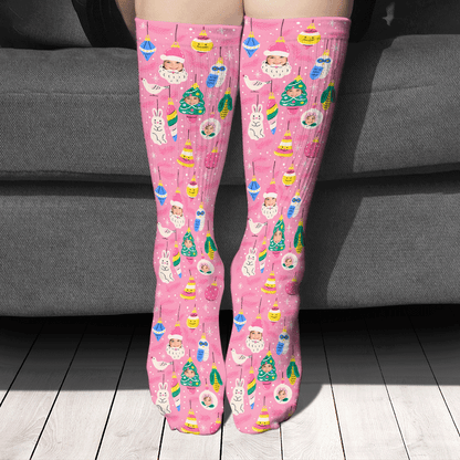 Personalized Face Photo Ornament Characters Christmas Socks, view 2