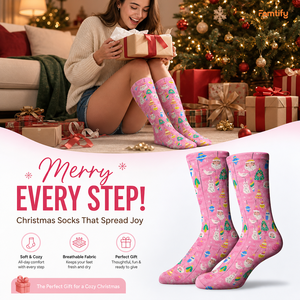 Personalized Face Photo Ornament Characters Christmas Socks, view 3