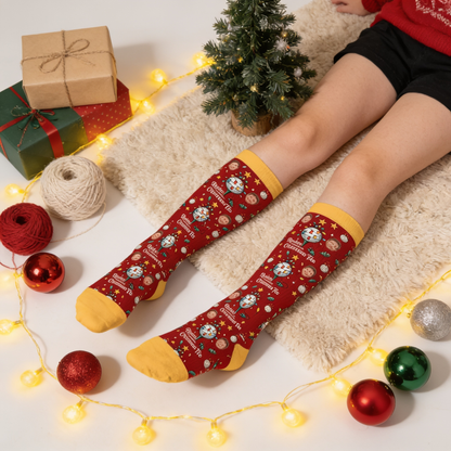 Personalized Rockin Around the Christmas Tee Golf Photo Socks, view 6