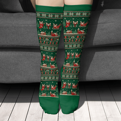 Personalized Cat Photo Ugly Sweater Christmas Socks, view 2