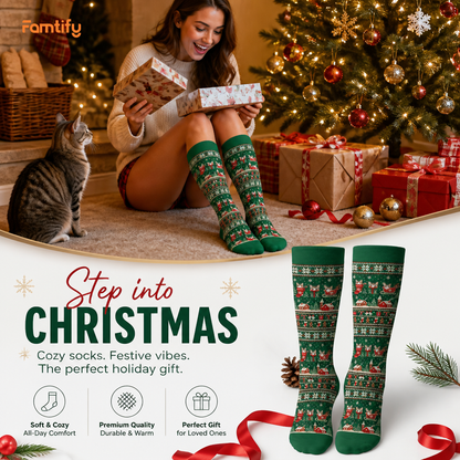 Personalized Cat Photo Ugly Sweater Christmas Socks, view 3
