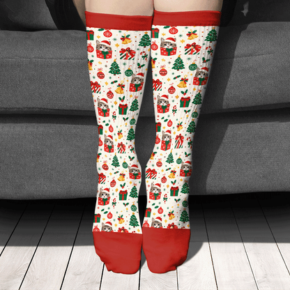 Personalized Cat Photo Gift Box Christmas Socks, view 2
