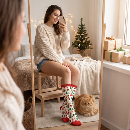 Personalized Cat Photo Gift Box Christmas Socks, view 7