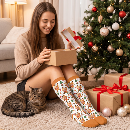 Personalized Kids Face Photo Reindeer Costume Christmas Socks, view 5