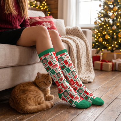 Personalized Face Photo Christmas Gift Box Socks, view 4