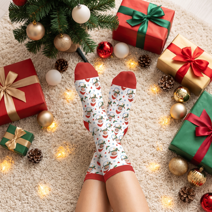 Personalized Face Photo Snowman Christmas Socks, view 4
