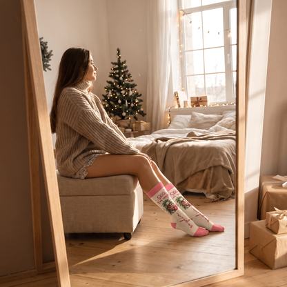 Personalized Shhh I'm Reading Christmas Socks, view 3