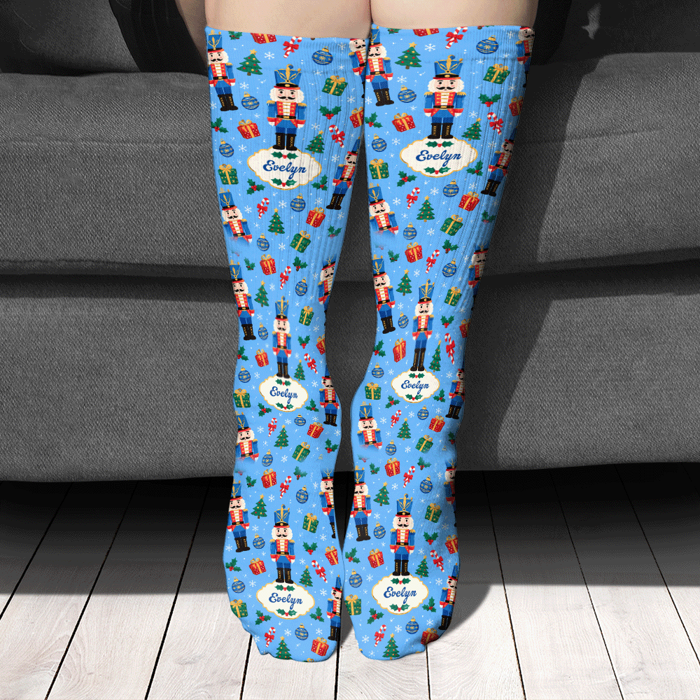 Personalized Nutcracker Christmas Pattern Socks, view 2