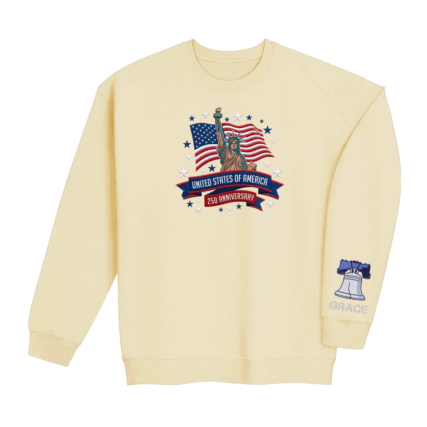 USA 250 Years 1776–2026 – Personalized Embroidered Patriotic Sweatshirt