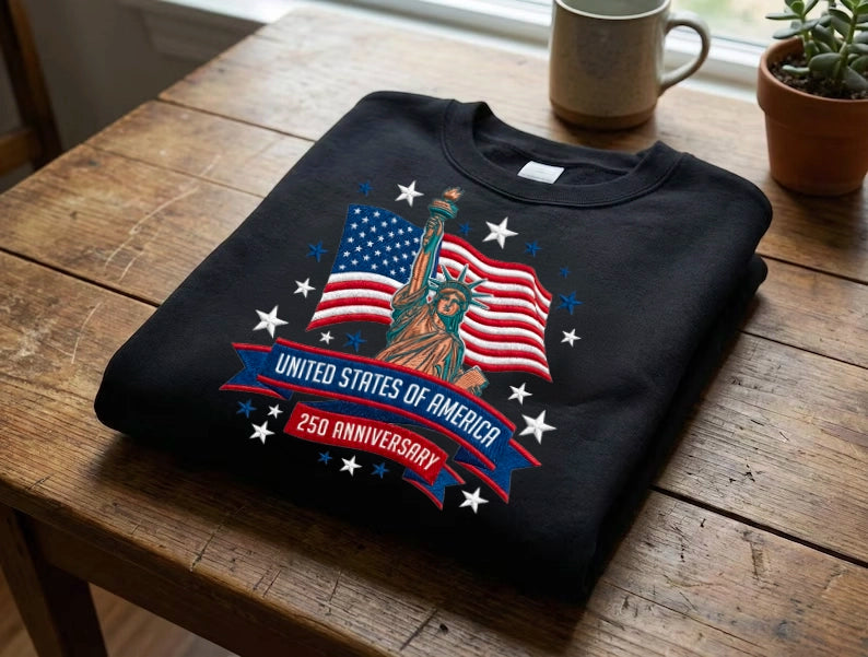 USA 250 Years 1776–2026 – Personalized Embroidered Patriotic Sweatshirt