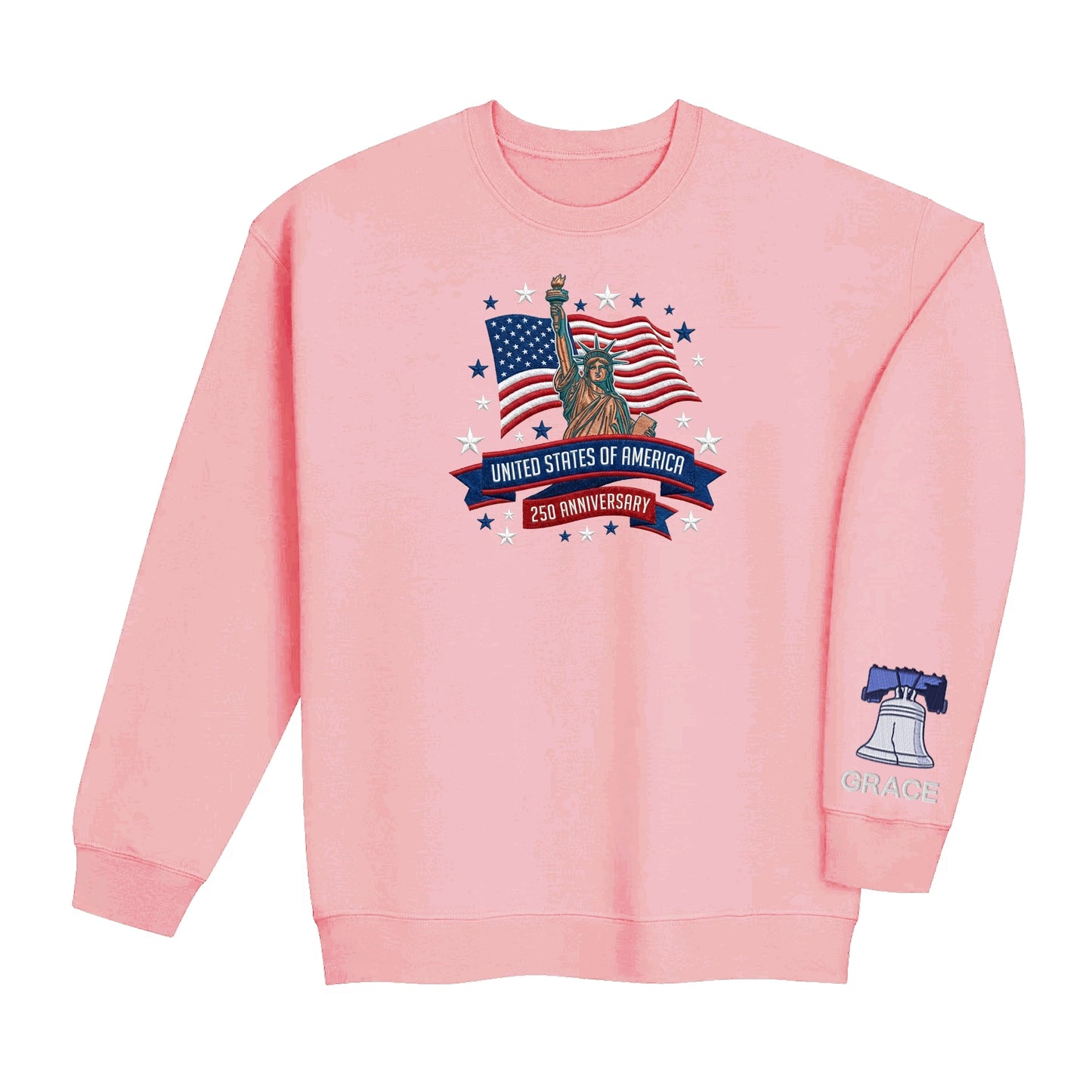 USA 250 Years 1776–2026 – Personalized Embroidered Patriotic Sweatshirt