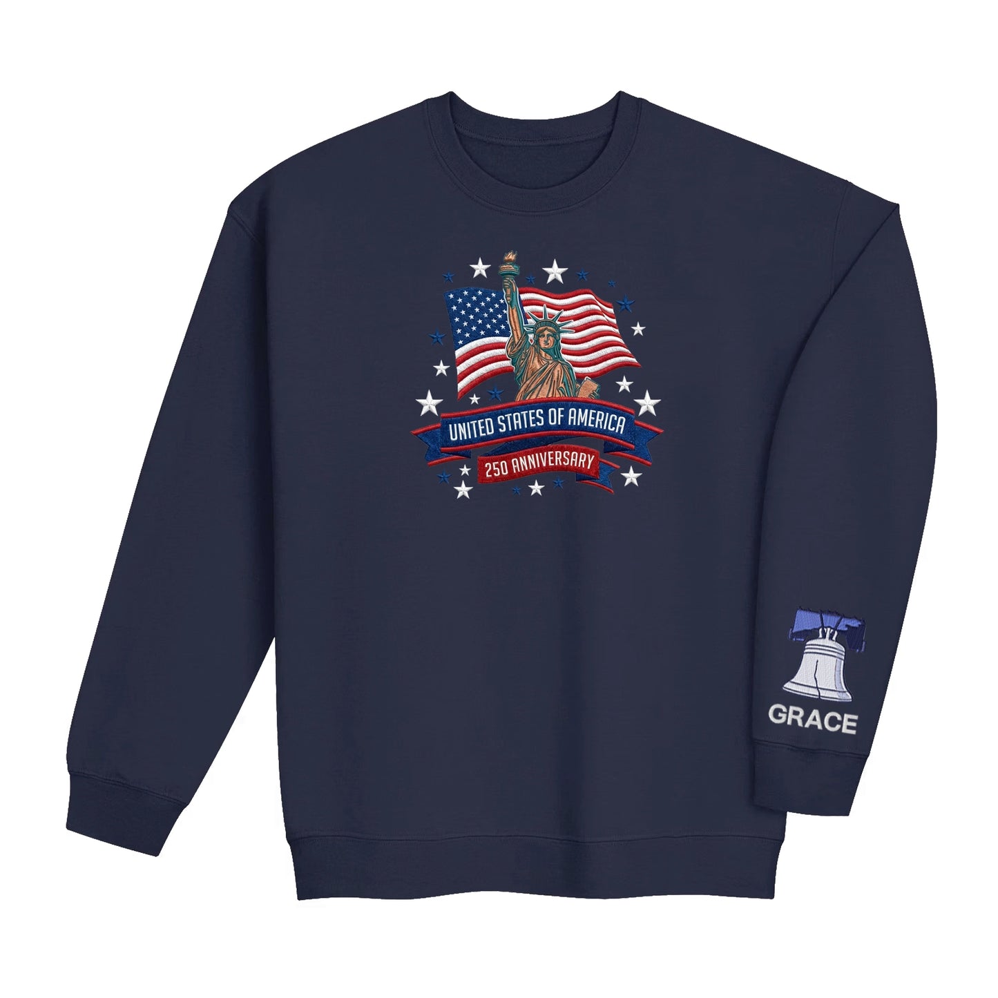 USA 250 Years 1776–2026 – Personalized Embroidered Patriotic Sweatshirt