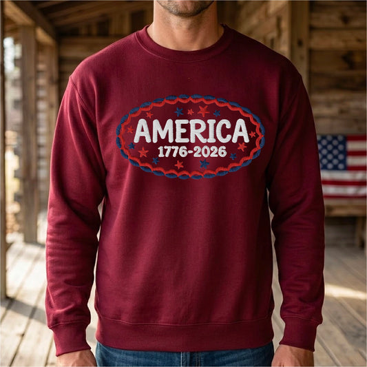 American Semiquincentennial 250 Sweatshirt – Embroidered Independence Day Apparel