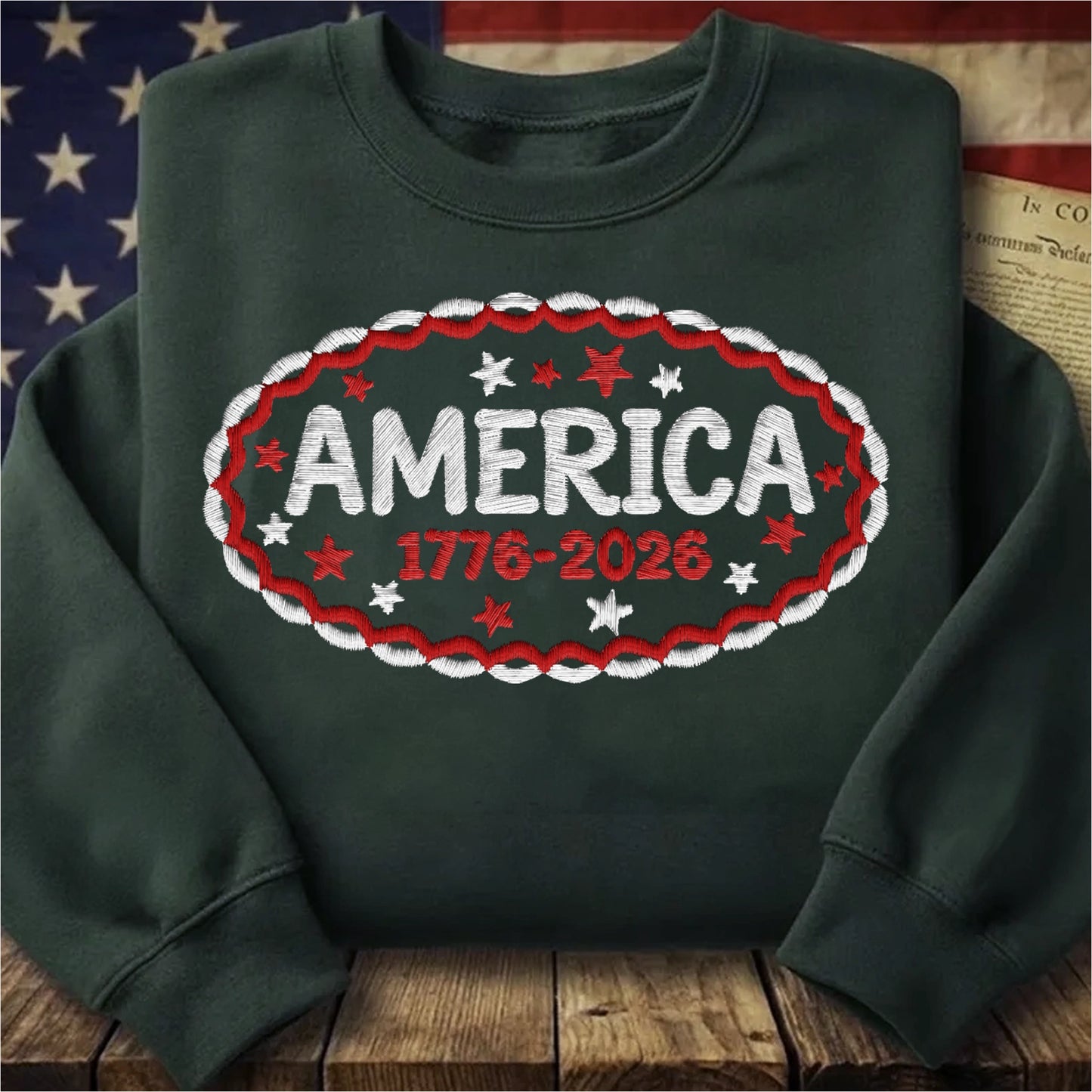 American Semiquincentennial 250 Sweatshirt – Embroidered Independence Day Apparel