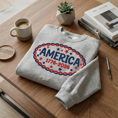 American Semiquincentennial 250 Sweatshirt – Embroidered Independence Day Apparel