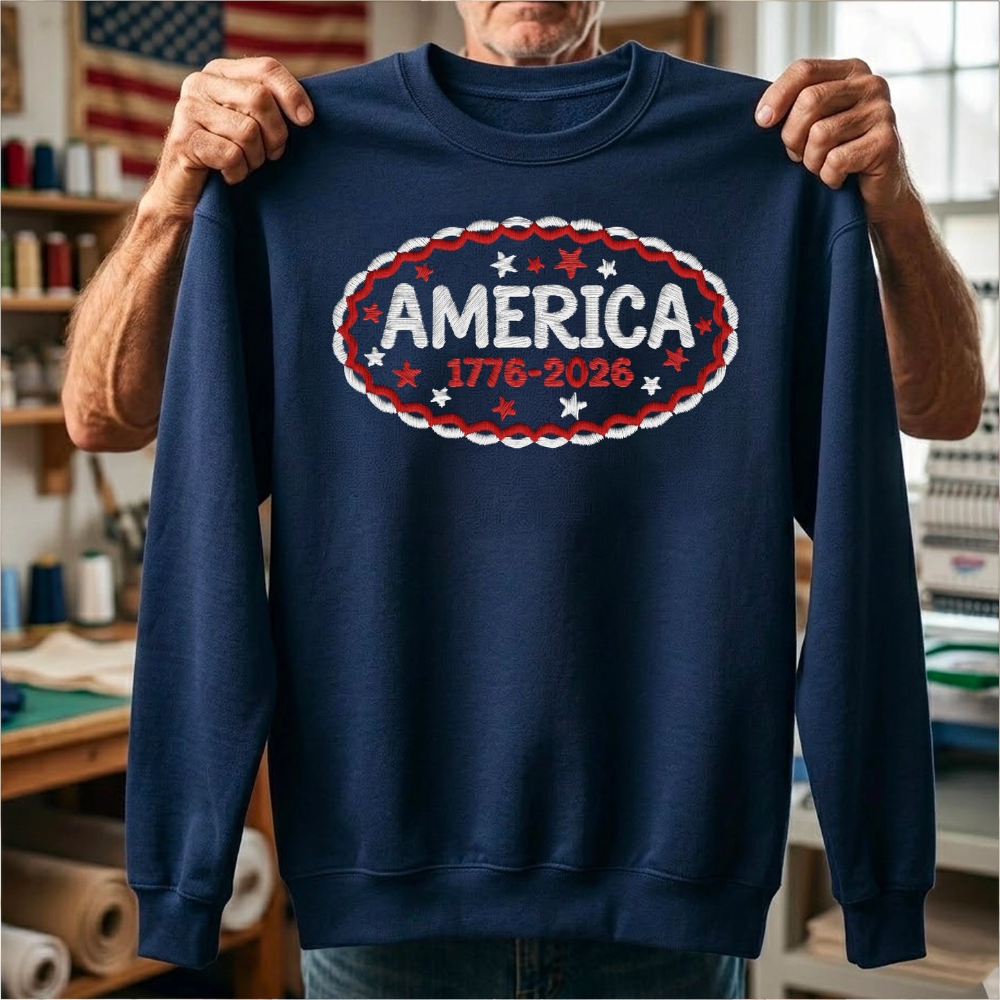 American Semiquincentennial 250 Sweatshirt – Embroidered Independence Day Apparel