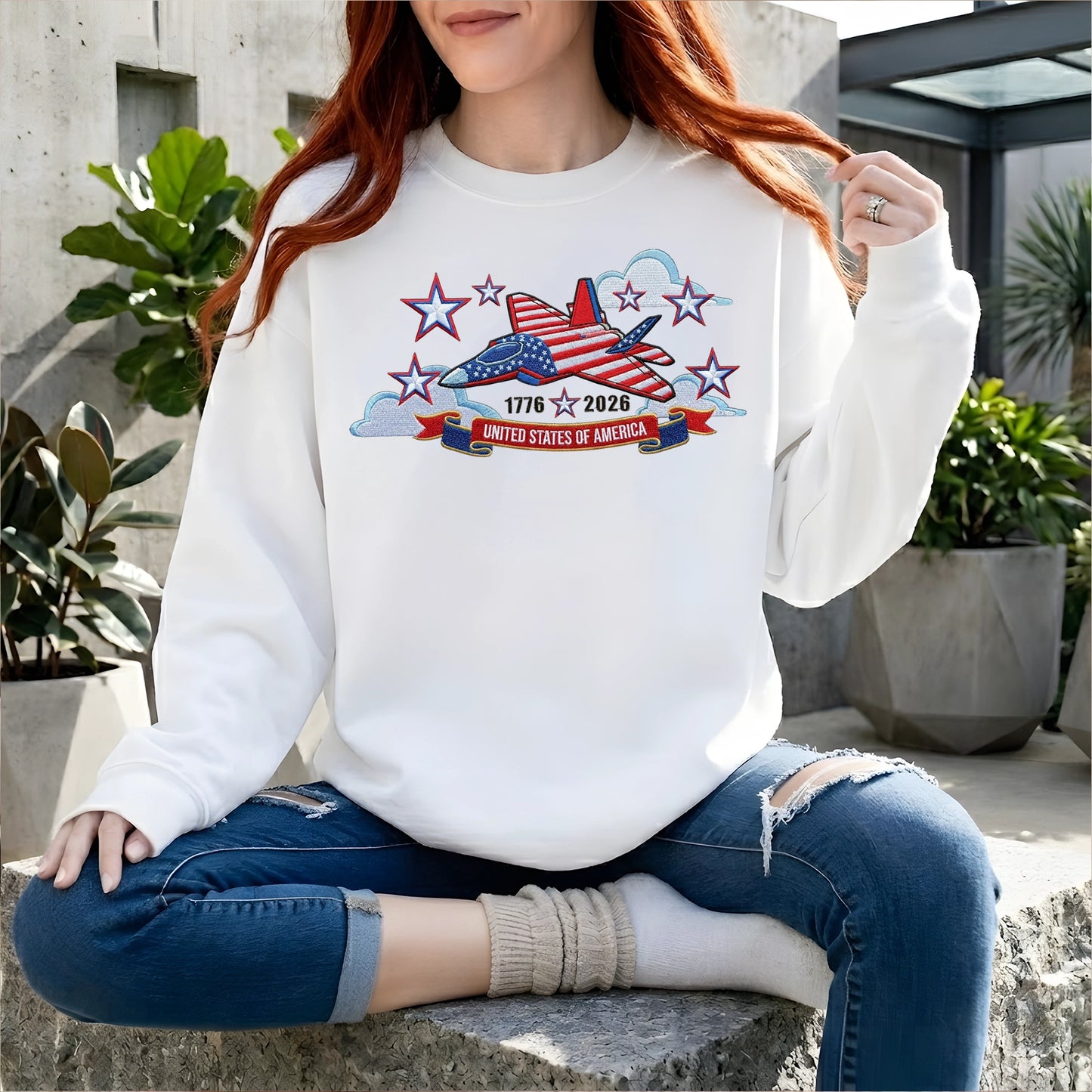 USA 250th Anniversary - Embroidered Sweatshirt 1776-2026 250 Years of Freedom