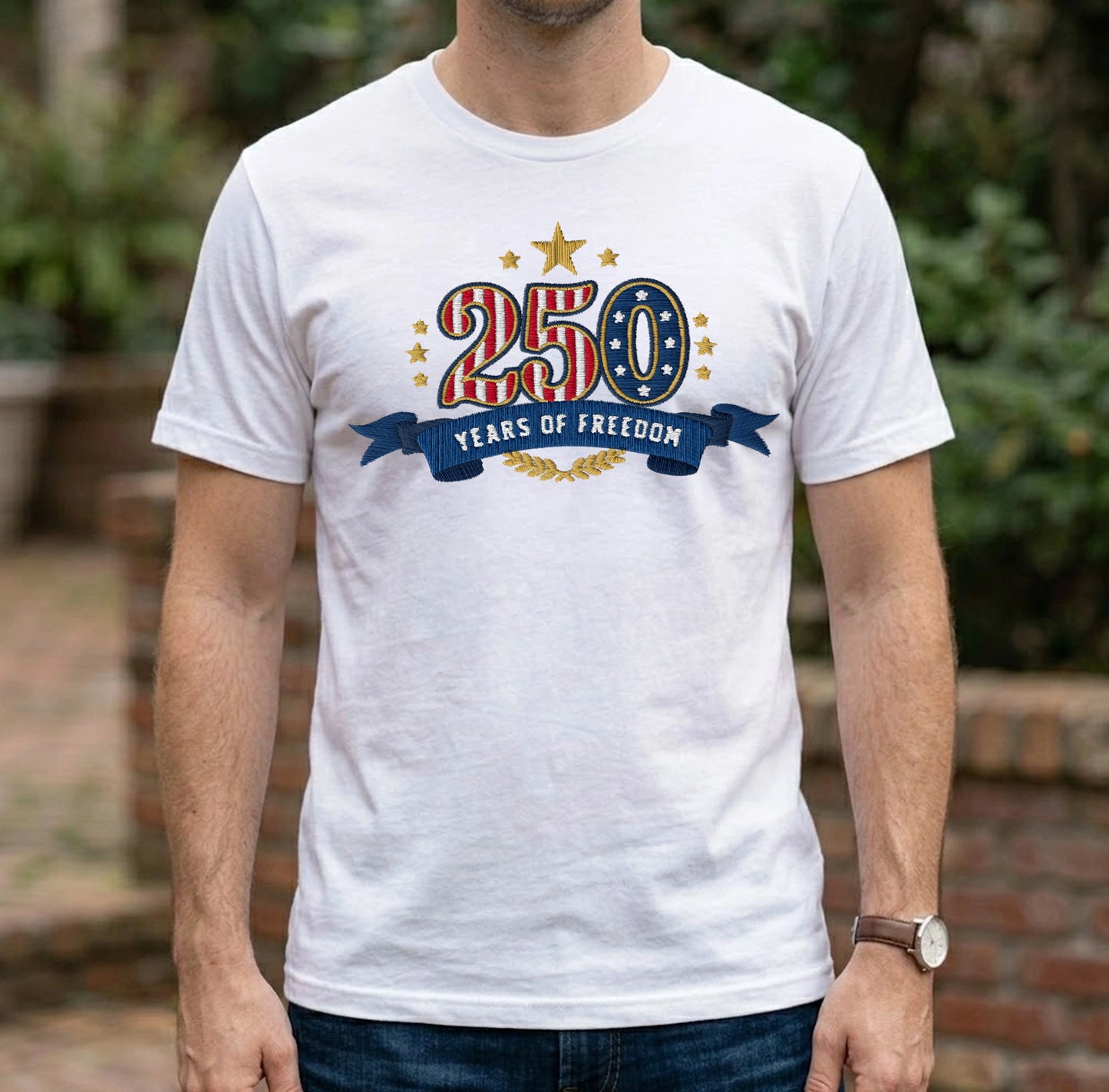 Liberty & Freedom 250 Years - Embroidered Eagle T-Shirt