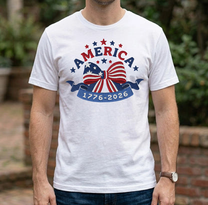 Embroidered America 250 - Patriotic T-Shirt