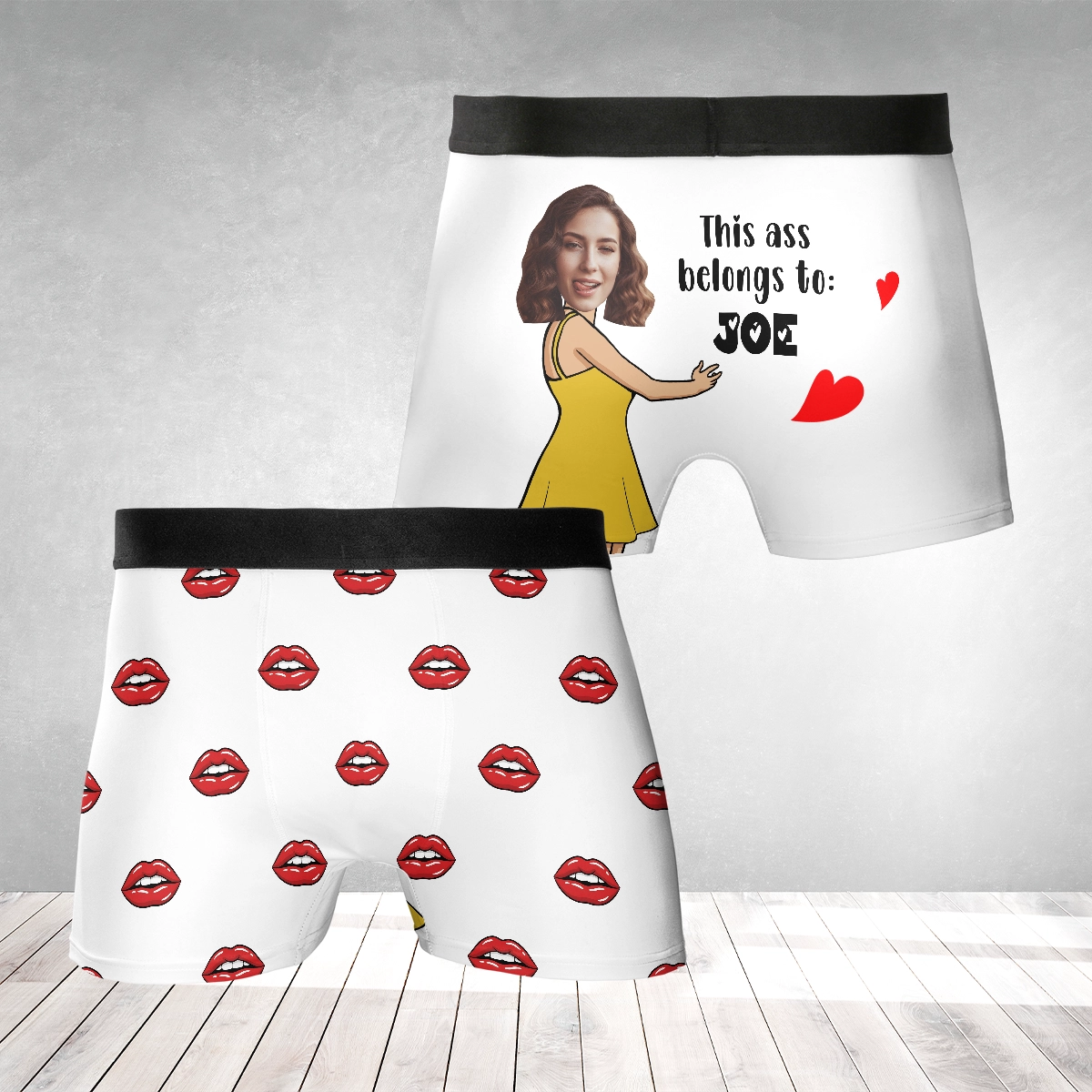 This Belongs To Me – Cute Possessive Gift for Husband or Boyfriend – Personalized Photo Men’s Boxer Briefs