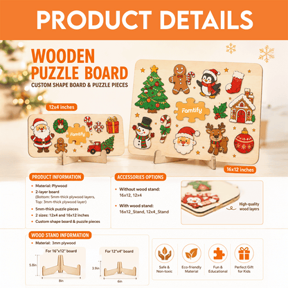 Personalized wooden puzzle board size guide