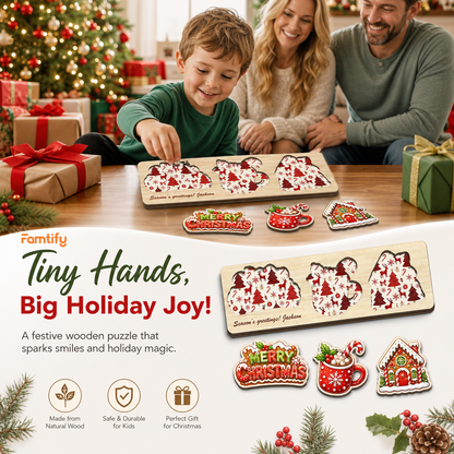 Personalized cocoa and gingerbread house wooden puzzle board view 4