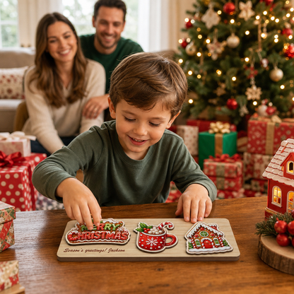 Personalized cocoa and gingerbread house wooden puzzle board view 5