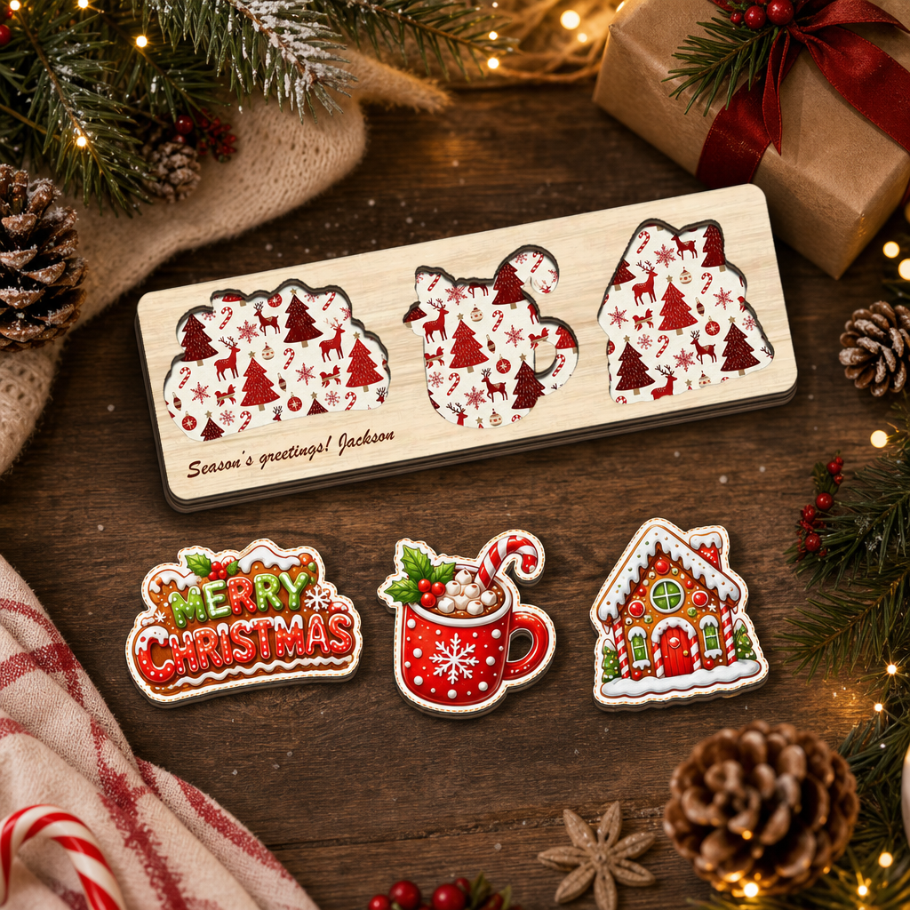 Personalized cocoa and gingerbread house wooden puzzle board view 7