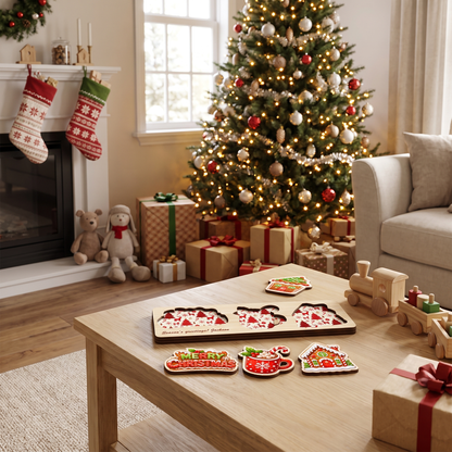 Personalized cocoa and gingerbread house wooden puzzle board view 8
