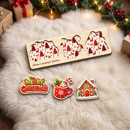 Personalized cocoa and gingerbread house wooden puzzle board view 11