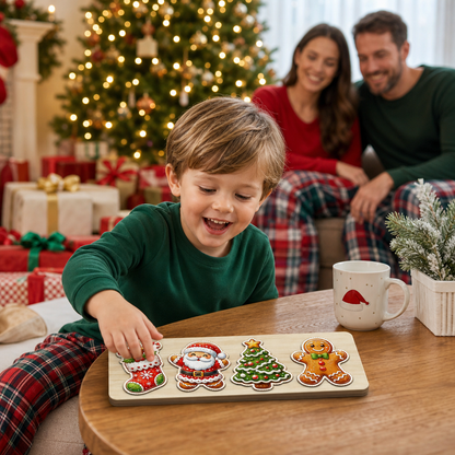 Personalized cookie Santa and photo tree wooden puzzle board view 5