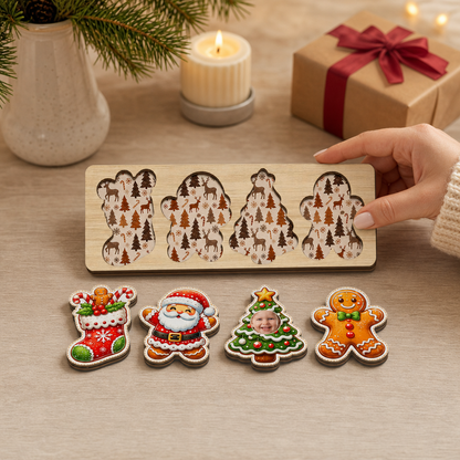 Personalized cookie Santa and photo tree wooden puzzle board view 6