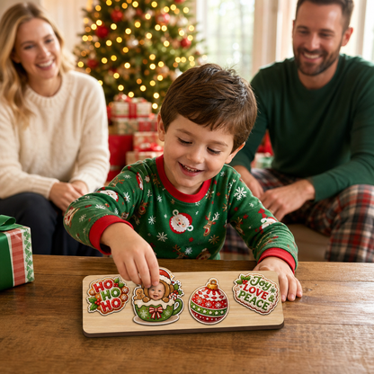 Personalized Ho Ho Ho baby photo wooden puzzle board view 5