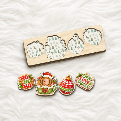 Personalized Ho Ho Ho baby photo wooden puzzle board view 7
