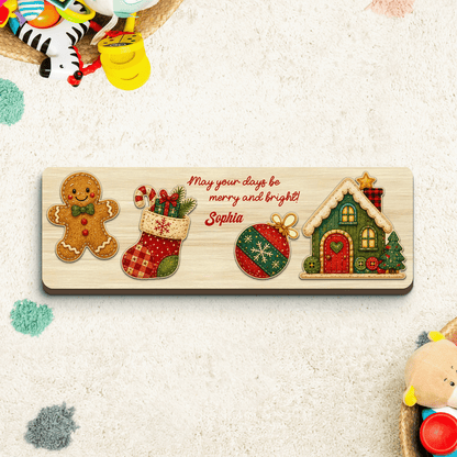 Personalized gingerbread cottage wooden puzzle board view 3