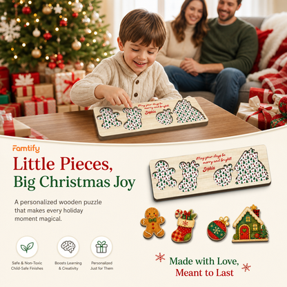 Personalized gingerbread cottage wooden puzzle board view 4