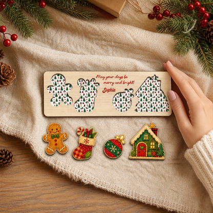 Personalized gingerbread cottage wooden puzzle board view 6
