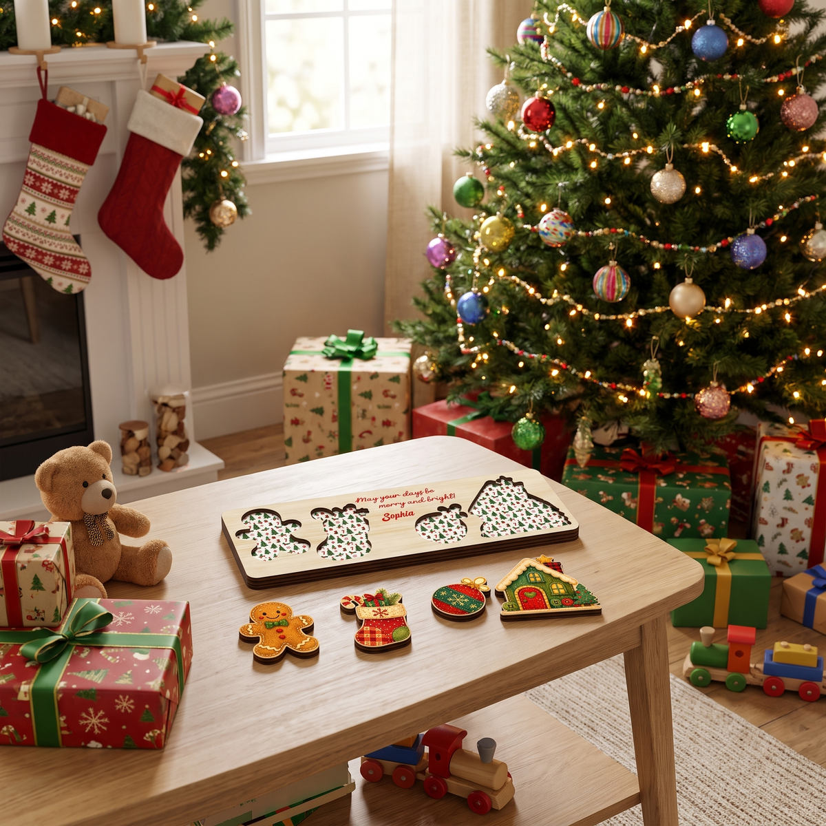 Personalized gingerbread cottage wooden puzzle board view 7