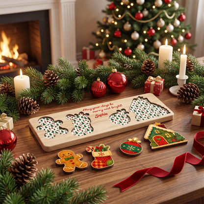 Personalized gingerbread cottage wooden puzzle board view 9