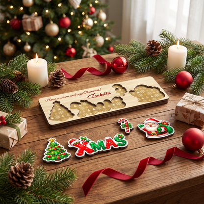 Personalized tree and Santa XMAS wooden puzzle board view 7