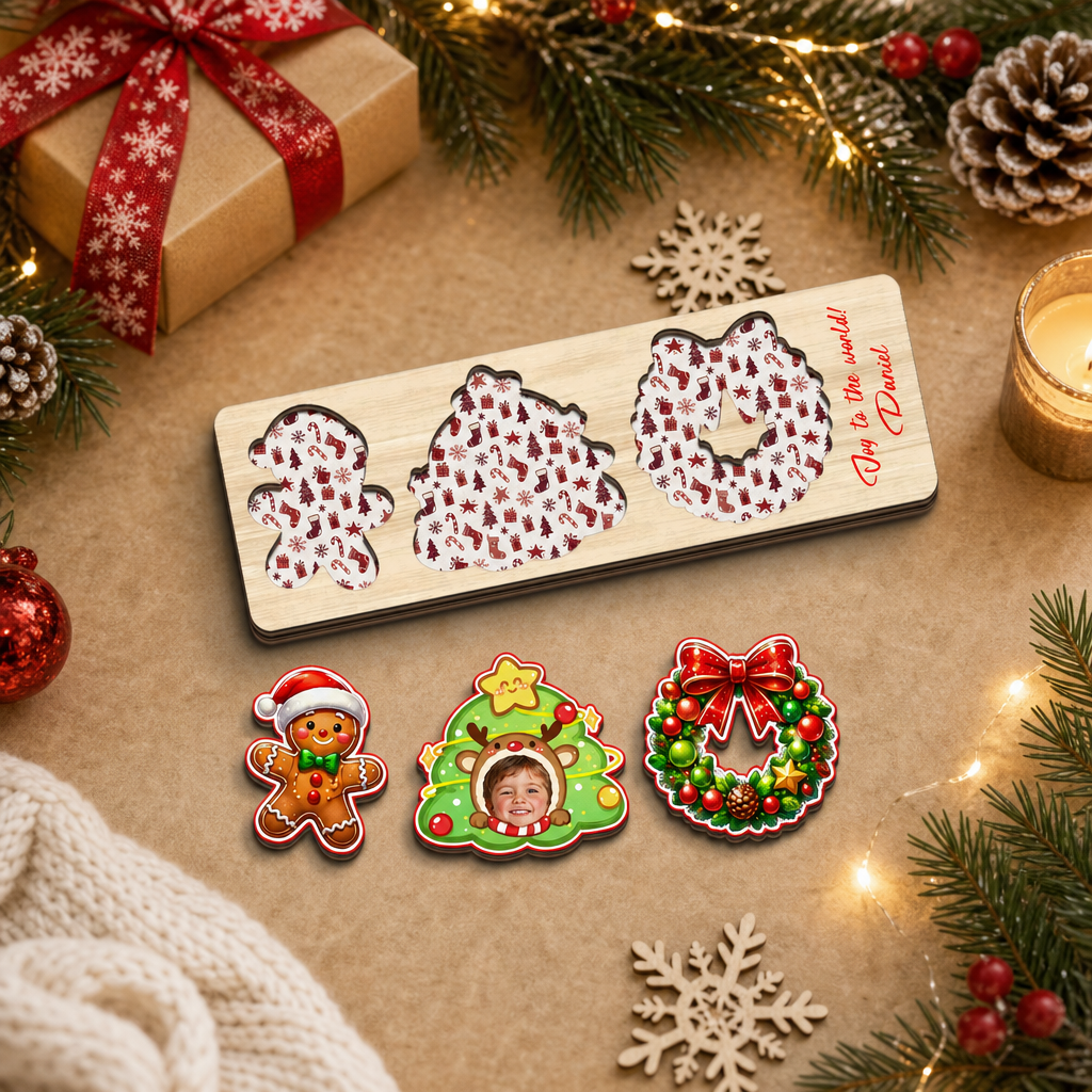 Personalized tree and Santa XMAS wooden puzzle board view 10