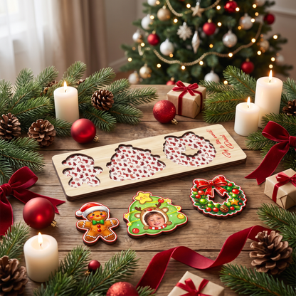 Personalized reindeer tree photo Christmas wooden puzzle board view 6