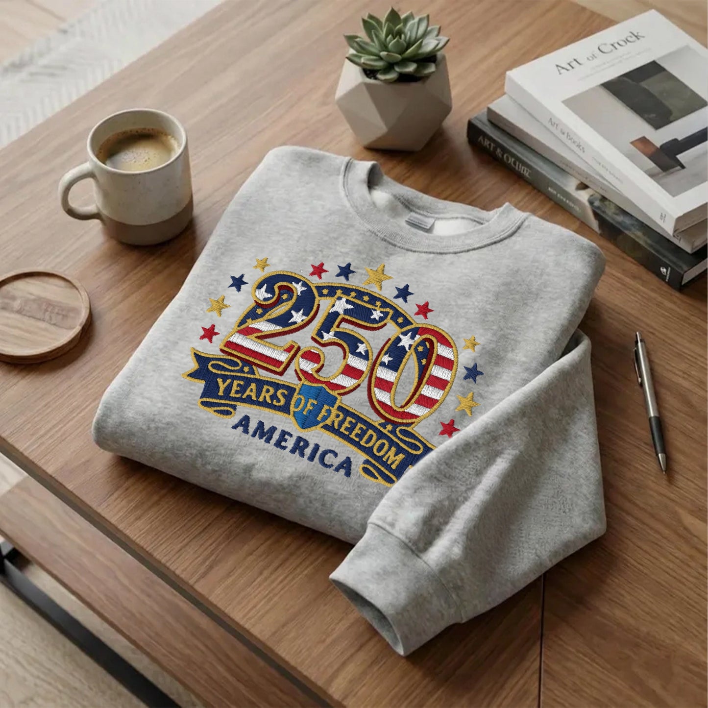 America 250th Anniversary – Patriotic USA Embroidery Sweatshirt Design