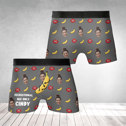 For Recreational Use Only – Naughty Humor Gift for Him – Personalized Photo Men’s Boxer Briefs