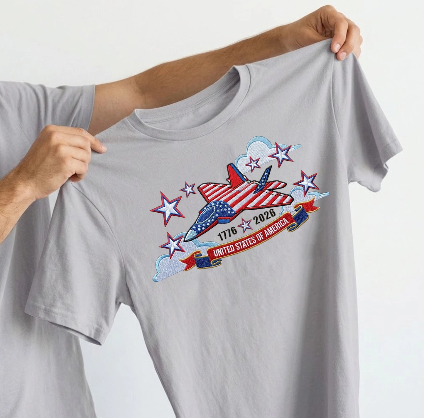 USA 250th Anniversary - Embroidered T-Shirt 1776-2026 250 Years of Freedom