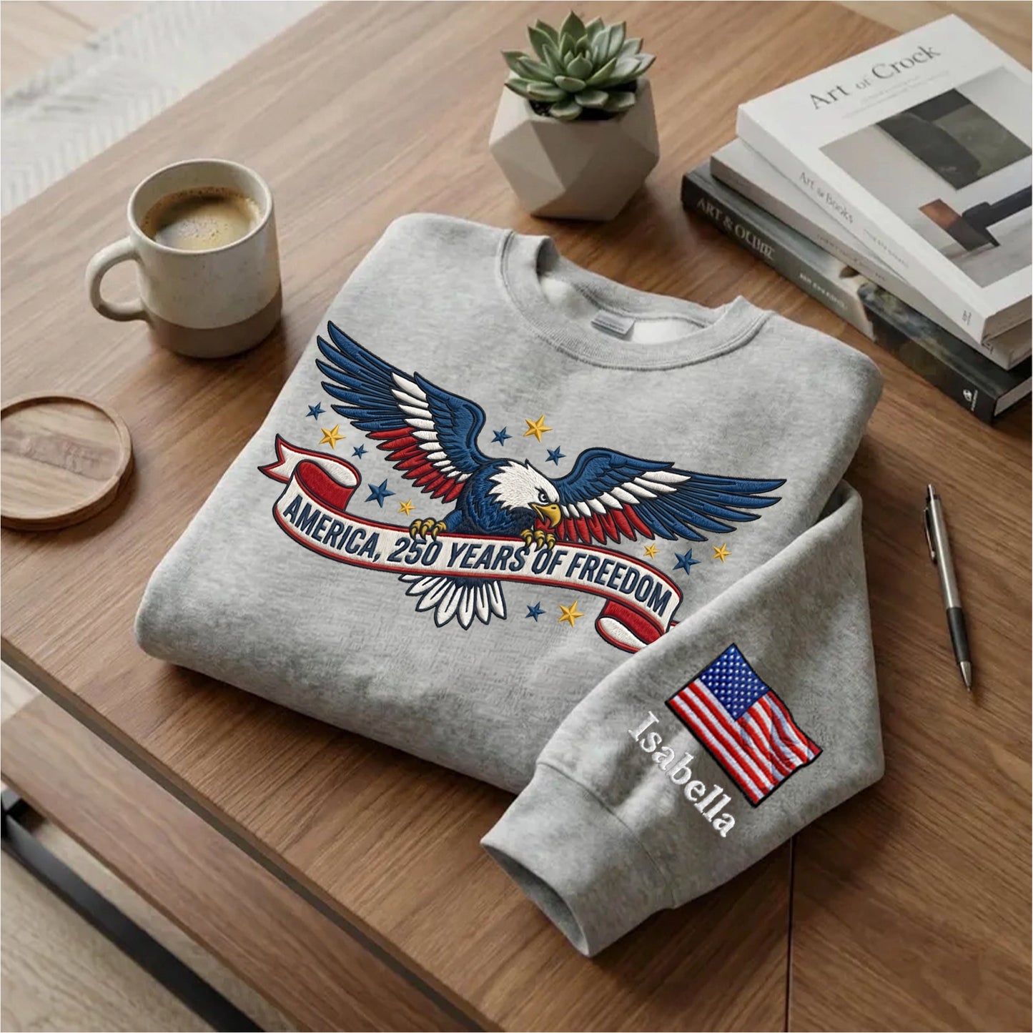 1776–2026 USA Anniversary Hoodie - Custom Name Eagle Sweatshirt - American Pride Keepsake