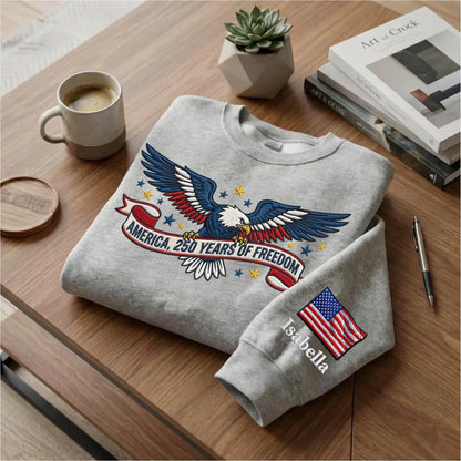 1776–2026 USA Anniversary Hoodie - Custom Name Eagle Sweatshirt - American Pride Keepsake