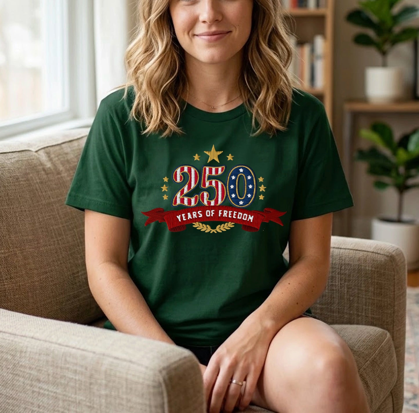 Liberty & Freedom 250 Years - Embroidered Eagle T-Shirt